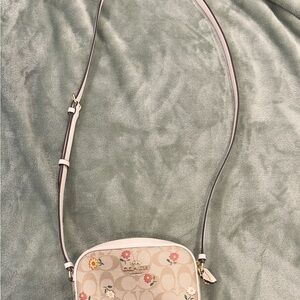 Coach Cream Crossbody Bag with Elegant Floral Design
